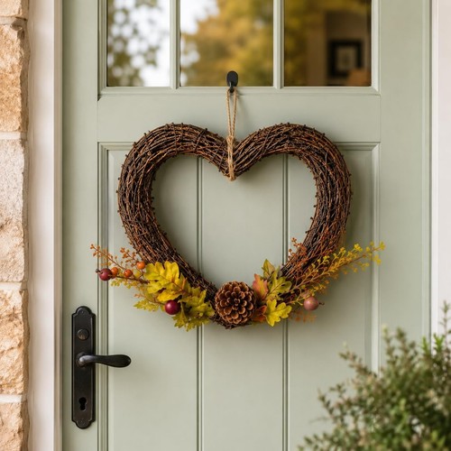 Autumn heart wreath for front - autumn,