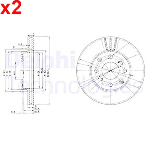 Brake disc delphi fits - 2x,