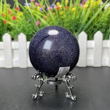 0.6LB 2.4" Blue Sand Stone Sphere Ball Crystal Quartz Reiki Healing Energy Reiki