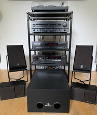 DENON Stack System Black HiFi Separates + 4 Speakers + Wharfedale Subwoofer VGC