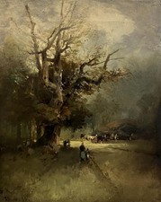 ANTIQUE OIL PAINTING Isle of Man Tonalist Landscape Franz Emil Krause 1836-1900