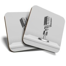 2 x Coasters (BW) - Microphone Radio Broadcast  #37236