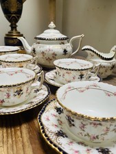 Coalport  BatWing Floral tea set Teapot , milk jug/ bowl  , cups saucers C1891