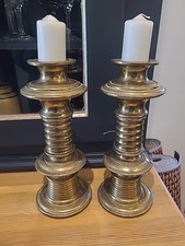 A Pair of Heavy Brass Turned