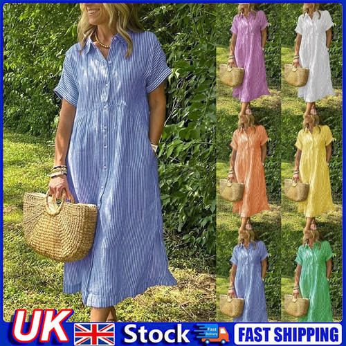Ladies long striped dress - long,