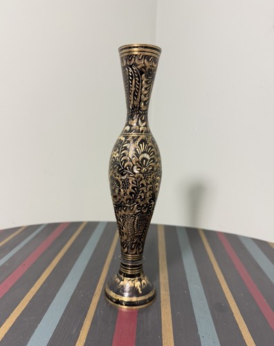 Vintage brass bud vase - vase, indian