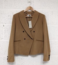 Hobbs Philippa Jacket 100% Wool Double Breasted Cinnamon Camel Brown - UK 14