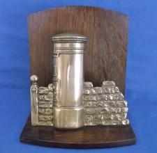 Vintage brass and wood pillar - and,