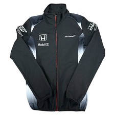 Mclaren Honda Racing Jacket Soft Shell Mobil 1 F1 Zip Pockets Black Mens Small