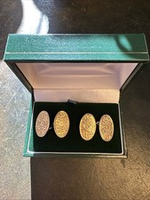 4g Hallmarked Chester 1920s 9ct Solid Gold Antique Hand Carved Cufflinks 375 9k