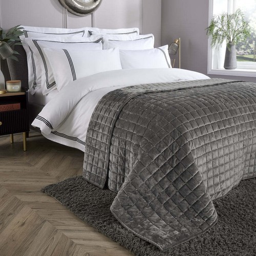 Grey quilted velvet double - quilted,