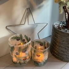 Pine Frosted Glass Candle Holders