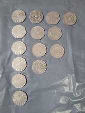 Job lot 50p fifty pence coins x 14 Institutions NHS, GUIDES, SCOUTS & LIBRARIES 