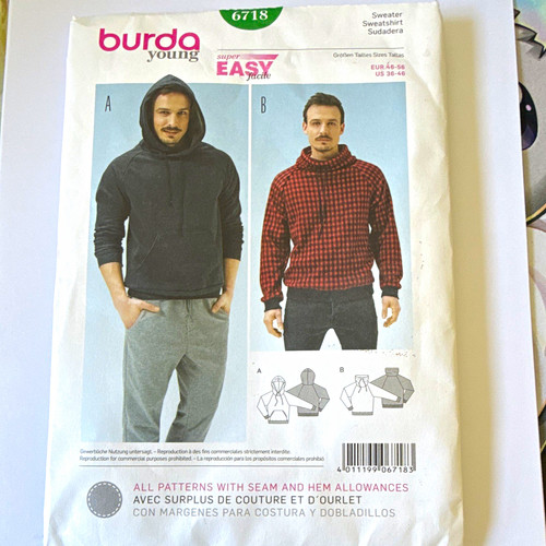 Burda 6718 men sweatshirt - burda, men's