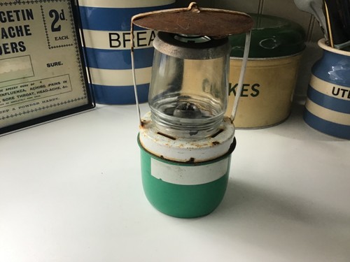 Vintage green oil lamp - green, retro