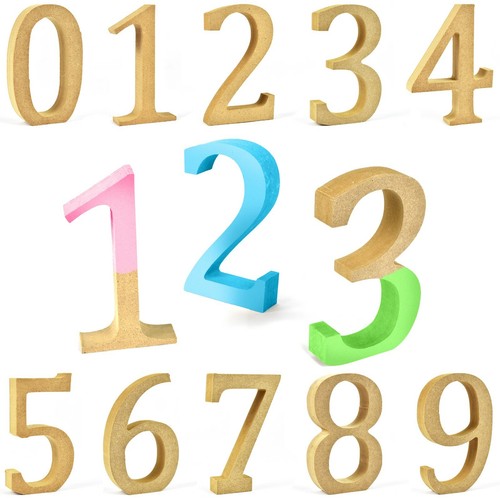 Large mdf wood numbers - wood, 0-9