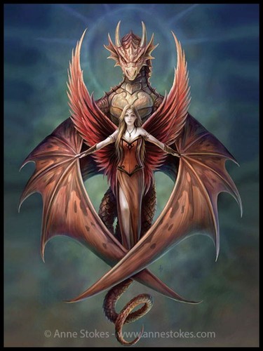 Black framed anne stokes art - black,