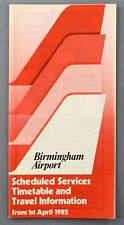 BIRMINGHAM AIRPORT TIMETABLE APRIL 1982 AIRLINE