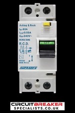 ASHLEY & ROCK 63 AMP 30mA DOUBLE POLE RCD TYPE AC RC63/30G SUPASAFE