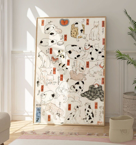 Vintage japanese cat print - vintage,