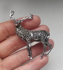 Vintage Marcasite Brooch, Stag