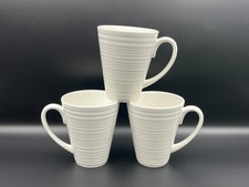 BELLEEK LIVING White Ceramic Ribbed Coffee/Tea Mug x 3