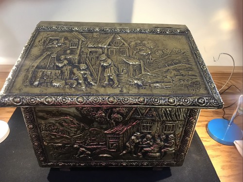 Repousse hammered brass wood - repousse,