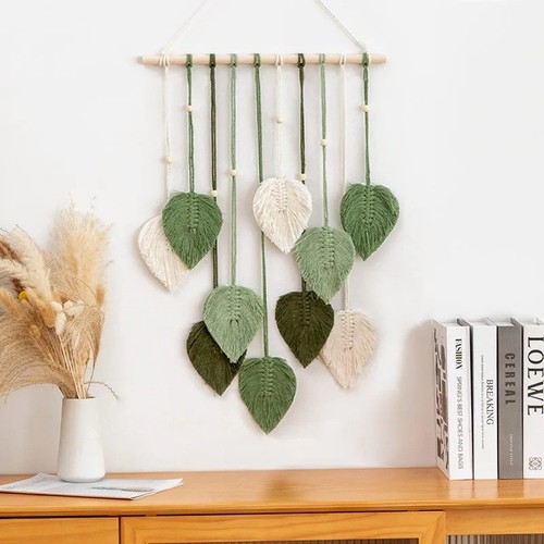 Handmade leaf macrame wall - macrame,