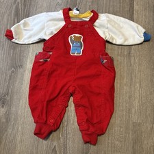 Vtg OshKosh B’gosh Corduroy Overall USA Made Teddy Bear two piece set 18 Months