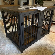 Spacious Double Dog Crate with Removable Divider Furniture Style Kennel Cages