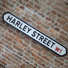 Harley Street Sign Wooden Old