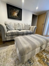 Lowry 3 Seater Sofa, Snuggle Chair And Footstool In Grey