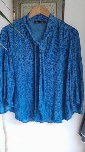 Zara blouse blue floaty pussy - blouse,