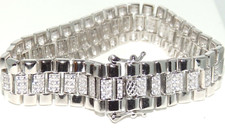 Silver rolex bracelet watch strap cubic zirconia 6inch 925 sterling silver small