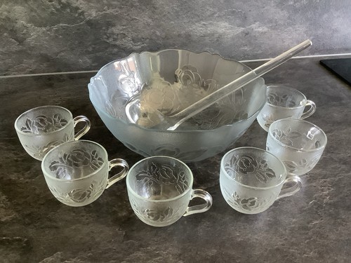 Arcoroc punch bowl six - arcoroc,