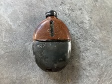 Vintage Hip Flask Leather Glass & Metal with monogram.