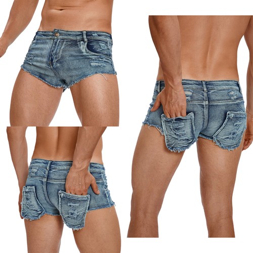 Men denim shorts workout mini - workout,