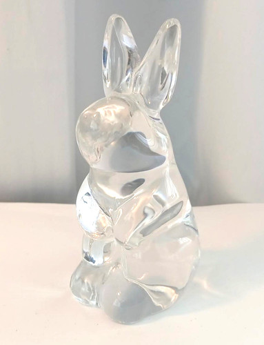 Clear glass rabbit paperweight - clear,