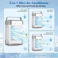 Portable Air Conditioner, Personal Evaporative Air Cooler, 1600mL Dual Tank, 2 M