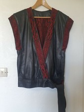 Vintage 80s Batwing Leather & Wool oversized Sleeveless Jacket Coat Tank 16 18