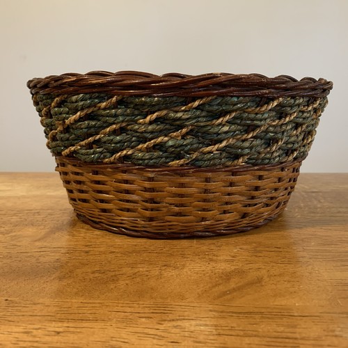 Brown wicker basket - brown, sage
