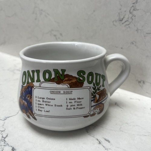 Vintage onion soup recipe mug - recipe,