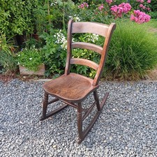 Antique Victorian Ladder Back Fireside Rocking Chair
