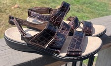 Collection by Clarks Slingback Adjustable Brown Patent Croc 9 Wide Leisa Melinda