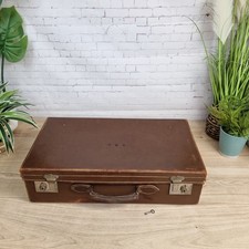 Vintage Leather Suitcase Luggage Travel Case Trunk Monogrammed With Key, Prop TV