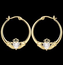 Claddagh Hoop Earrings Gold on