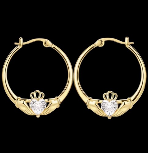 Claddagh hoop earrings gold - earrings, on