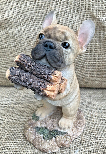 French bulldog collecting logs - french,