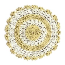Lace doily (pair) 2-Tone White / Beige mats in 6", 8", 10" or 12" Round Cotton