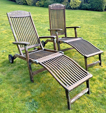 Pair of Teak Steamer Garden